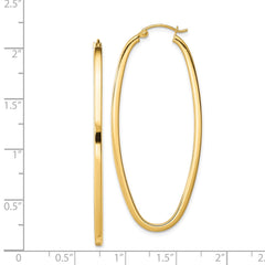 QE8434 Sterling Silver Gold-plated Square Tube 2.5mm Oval Hoop Earrings