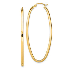 QE8434 Sterling Silver Gold-plated Square Tube 2.5mm Oval Hoop Earrings