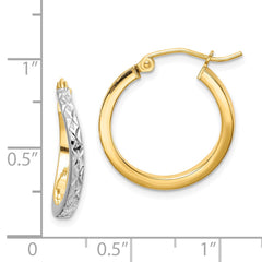 QE8437 Sterling Silver Rhod-plated Vermeil Diamond-cut 2.5mm Curved Hoop Earrings