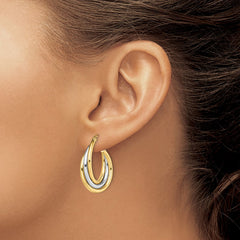 QE8439 Sterling Silver Rhodium-plated Gold-plated Triple Hoop Earrings