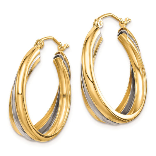 QE8440 Sterling Silver Rhodium-plated Vermeil Triple Hoop Earrings