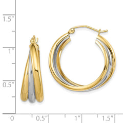 QE8440 Sterling Silver Rhodium-plated Vermeil Triple Hoop Earrings