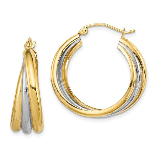 QE8440 Sterling Silver Rhodium-plated Vermeil Triple Hoop Earrings
