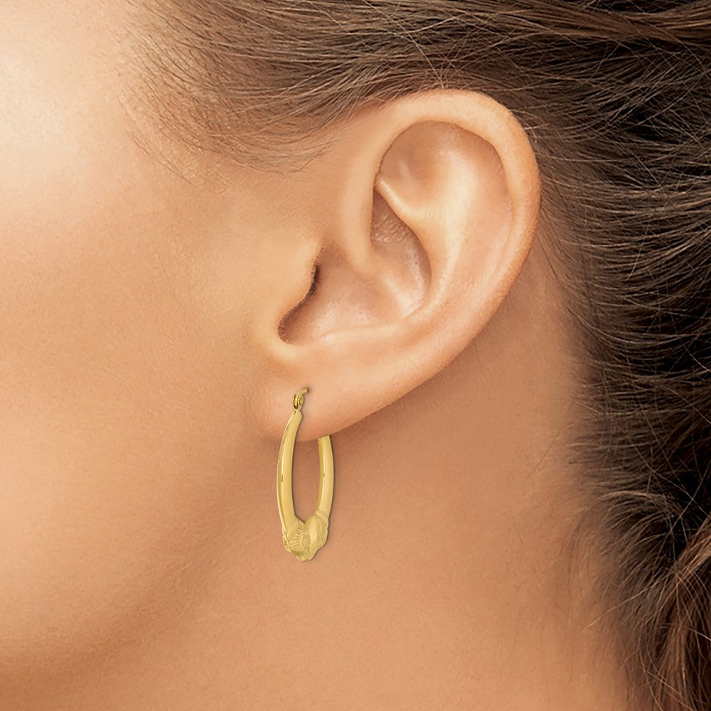QE8452 Sterling Silver Gold Plated Hollow Rams Head Hoop Earrings