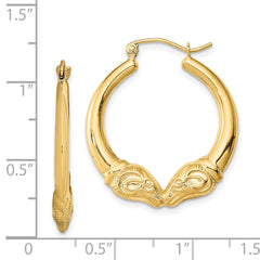 QE8452 Sterling Silver Gold Plated Hollow Rams Head Hoop Earrings