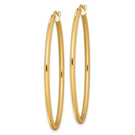 QE8460 Sterling Silver Gold-plated Oval 2mm Hollow Hoop Earrings