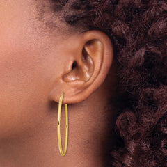QE8460 Sterling Silver Gold-plated Oval 2mm Hollow Hoop Earrings