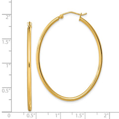 QE8460 Sterling Silver Gold-plated Oval 2mm Hollow Hoop Earrings