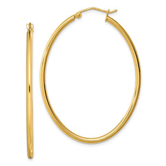 QE8460 Sterling Silver Gold-plated Oval 2mm Hollow Hoop Earrings