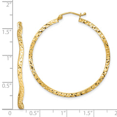 QE8464 Sterling Silver Gold-plated Diamond Cut 2mm Wavy Hoop Earrings
