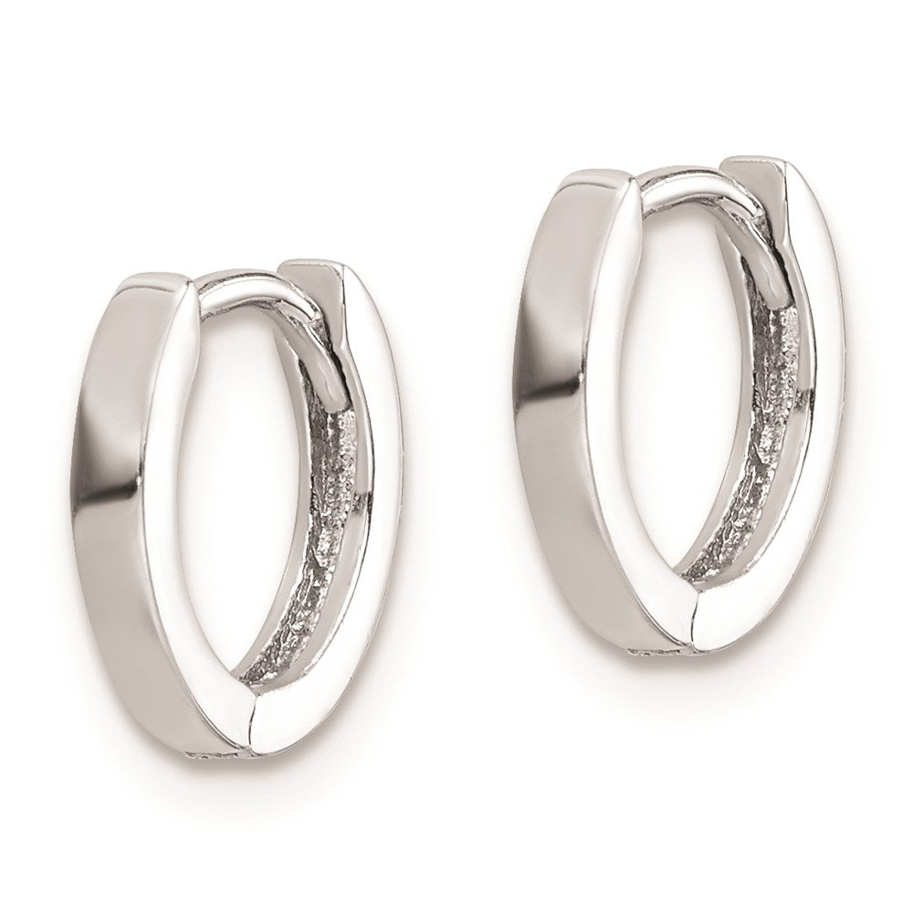QE8489 Sterling Silver Rhodium Polished Hinged Hoop Earrings