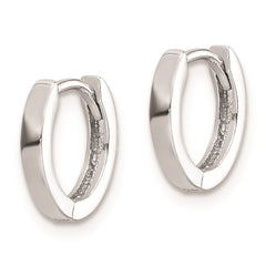 QE8489 Sterling Silver Rhodium Polished Hinged Hoop Earrings