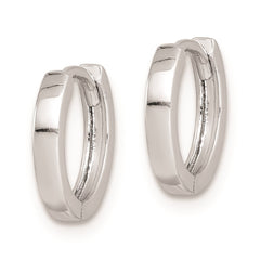 QE8491 Sterling Silver Rhodium Polished Hinged Hoop Earrings