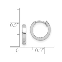 QE8491 Sterling Silver Rhodium Polished Hinged Hoop Earrings