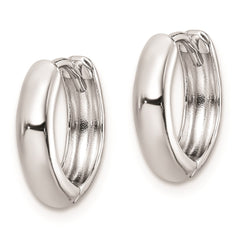QE8492 Sterling Silver Rhodium Polished Hinged Hoop Earrings