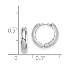 QE8492 Sterling Silver Rhodium Polished Hinged Hoop Earrings