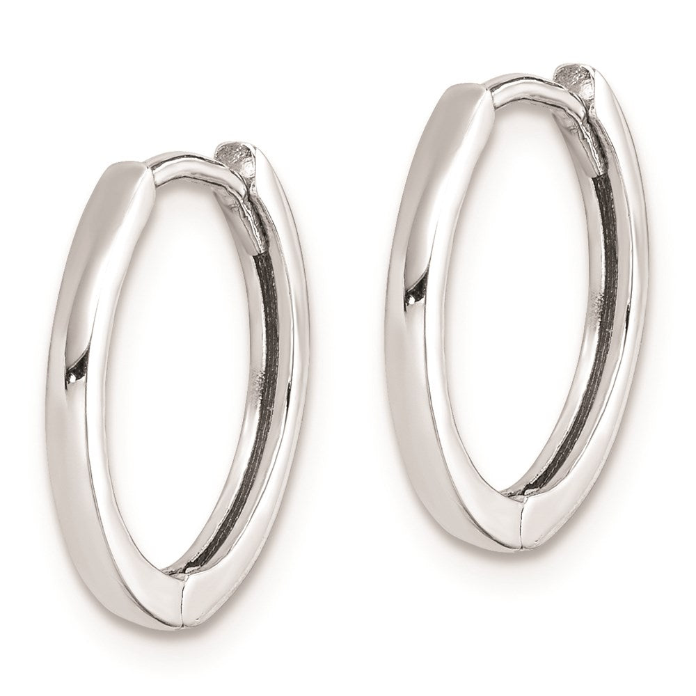 QE8495 Sterling Silver Rhodium Polished Hinged Hoop Earrings