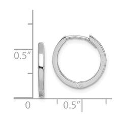 QE8495 Sterling Silver Rhodium Polished Hinged Hoop Earrings
