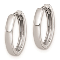 QE8496 Sterling Silver Rhodium Polished Hinged Hoop Earrings