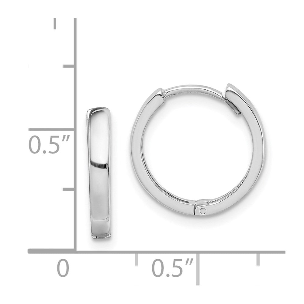 QE8496 Sterling Silver Rhodium Polished Hinged Hoop Earrings