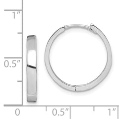 QE8497 Sterling Silver Rhodium Polished Hinged Hoop Earrings