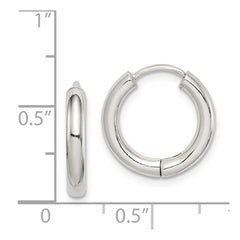 QE8498 Sterling Silver Rhodium-plated Polished Hollow Hinged Hoop Earrings