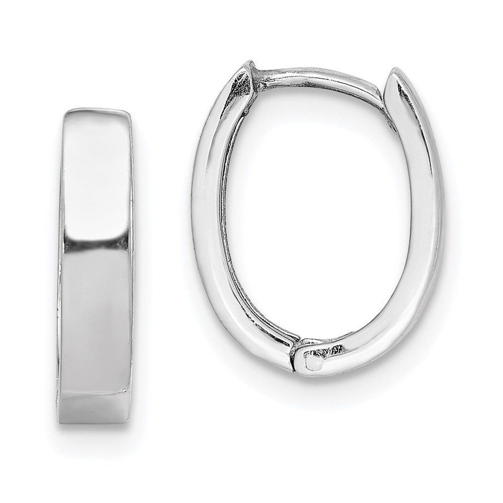 QE8504 Sterling Silver Rhodium Polished Hinged Hoop Earrings