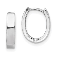 QE8504 Sterling Silver Rhodium Polished Hinged Hoop Earrings