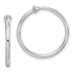 QE8550 Sterling Silver RH-plated 2x24mm Non-Pierced Round Hoop Earrings