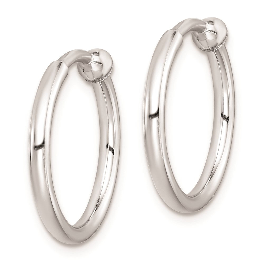 QE8551 Sterling Silver RH-plated 2x19mm Non-Pierced Round Hoop Earrings