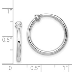 QE8551 Sterling Silver RH-plated 2x19mm Non-Pierced Round Hoop Earrings