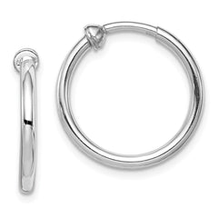 QE8551 Sterling Silver RH-plated 2x19mm Non-Pierced Round Hoop Earrings