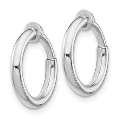 QE8552 Sterling Silver RH-plated 2x14mm Non-Pierced Round Hoop Earrings