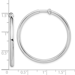 QE8553 Sterling Silver RH-plated 2.5x37mm Non-Pierced Round Hoop Earrings