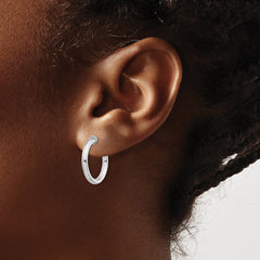 QE8556 Sterling Silver RH-plated 2.5x20mm Non-Pierced Round Hoop Earrings