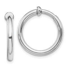 QE8556 Sterling Silver RH-plated 2.5x20mm Non-Pierced Round Hoop Earrings