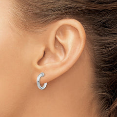 QE8557 Sterling Silver RH-plated 2.5x14mm Non-Pierced Round Hoop Earrings