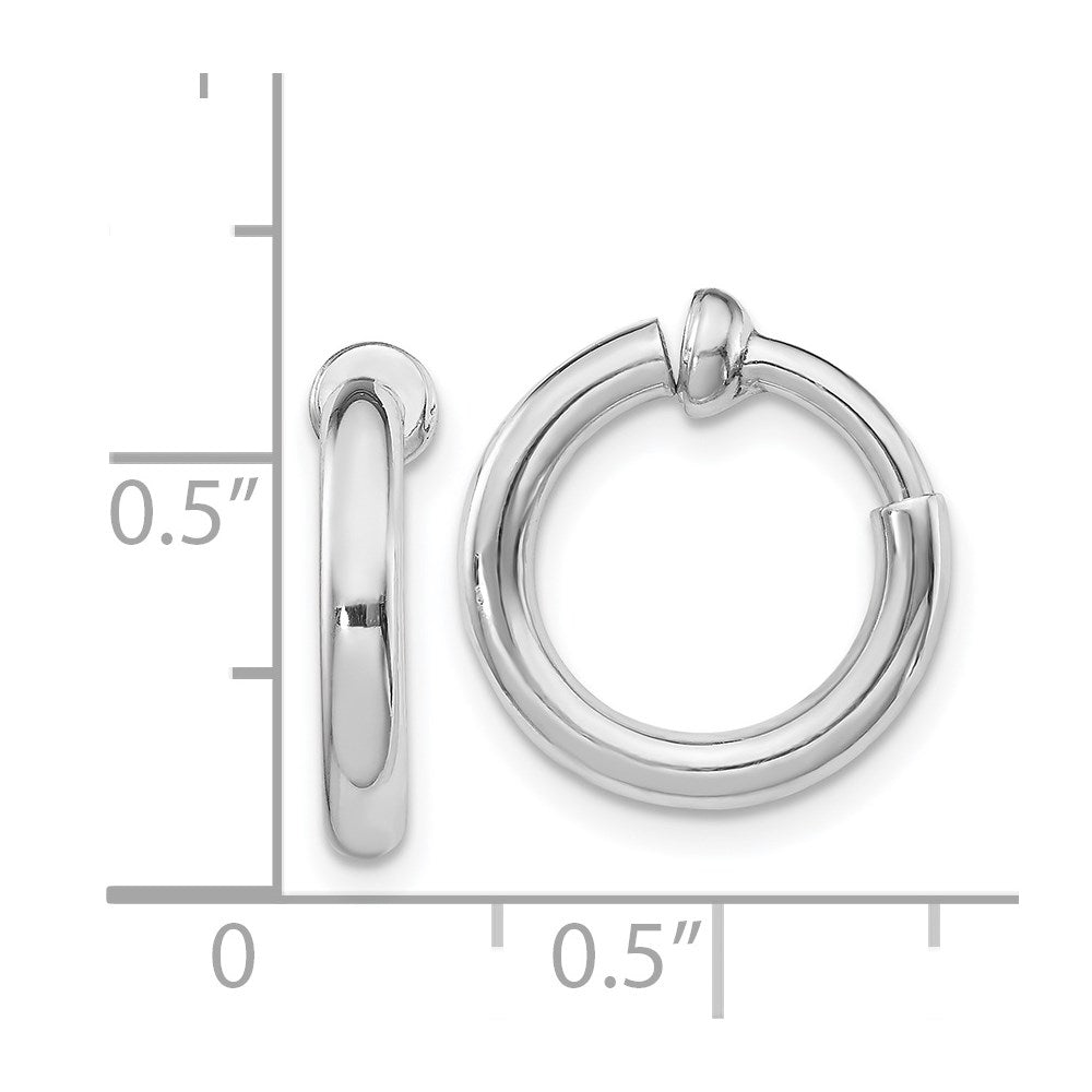 QE8557 Sterling Silver RH-plated 2.5x14mm Non-Pierced Round Hoop Earrings