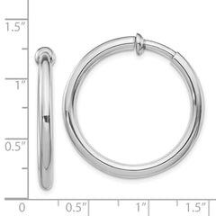 QE8559 Sterling Silver RH-plated 3x31mm Non-Pierced Round Hoop Earrings