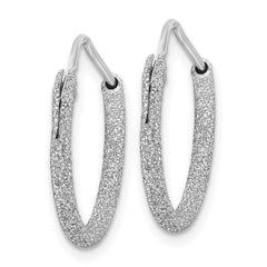 QE8563 Sterling Silver Rhodium-plated Laser Cut 2mm Endless Hoop Earrings