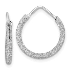 QE8563 Sterling Silver Rhodium-plated Laser Cut 2mm Endless Hoop Earrings