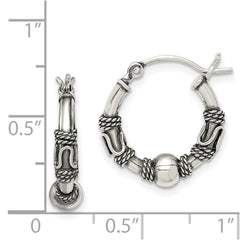 QE8601 Sterling Silver Antiqued Hoop Earrings