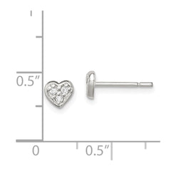 QE8620 Sterling Silver Polished CZ Heart Children's Post Earrings