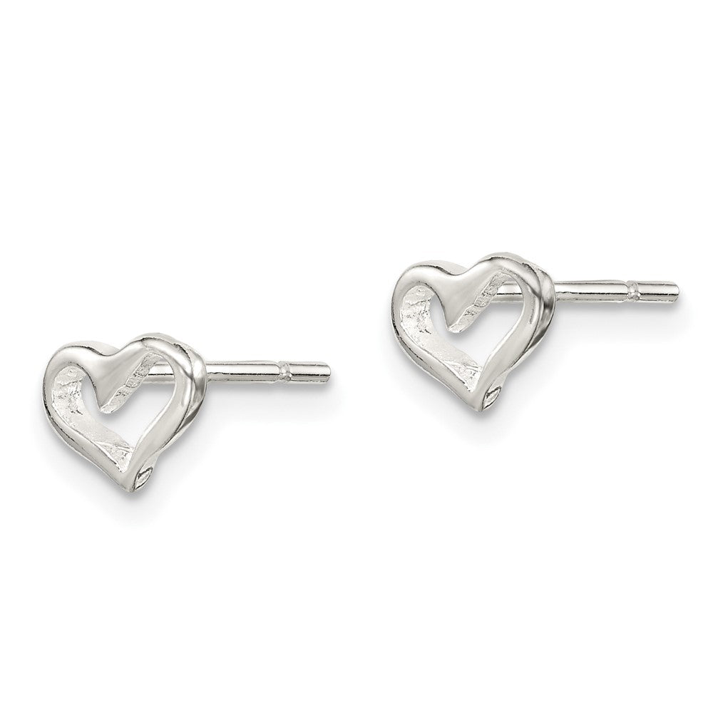 QE8622 Sterling Silver Polished Open Heart Children's Post Earrings
