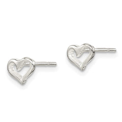 QE8622 Sterling Silver Polished Open Heart Children's Post Earrings