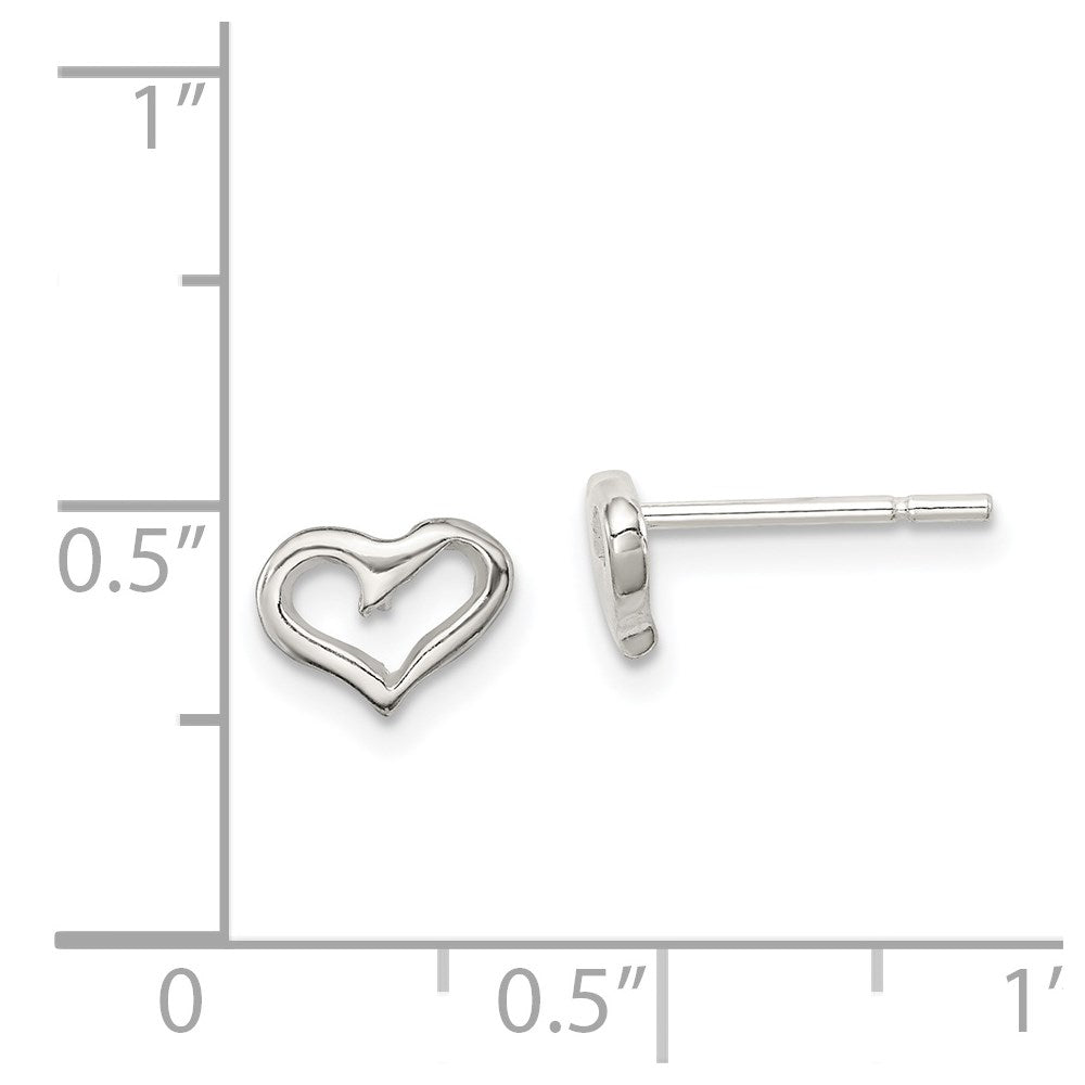 QE8622 Sterling Silver Polished Open Heart Children's Post Earrings