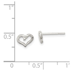 QE8622 Sterling Silver Polished Open Heart Children's Post Earrings