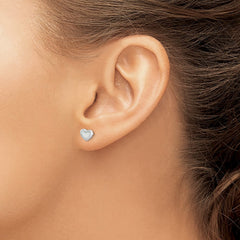QE8624 Sterling Silver Rhodium-plated Mother of Pearl Heart Post Earrings
