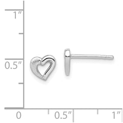 QE8626 Sterling Silver RH-plated Polished & Brushed Open Heart Children's Post Earrings