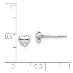 QE8627 Sterling Silver Rhodium-plated Polished Heart Post Earrings